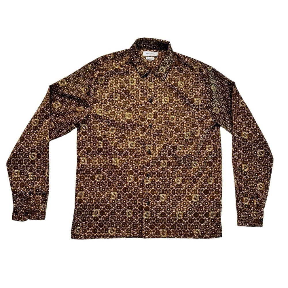 Urban Outfitters Brown & Gold Printed Button-Down Shirt - Picture 16 of 16